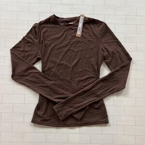 NWT SKIMS Fits Everybody Long Sleeve T-Shirt - Cocoa - XS